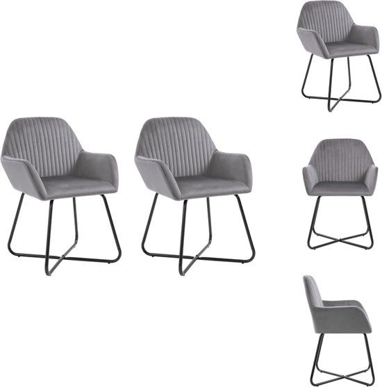 vidaXL Eetkamerstoelen 2 stuks fluweel grijs
