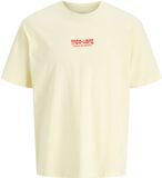 Jack & Jones T-shirt met ronde hals en korte mouwen van 100% katoen in pastelgeel met logo