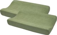 Meyco Baby Uni aankleedkussenhoes - 2-pack - badstof - olive green - 50x70cm