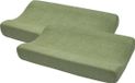 Meyco Baby Uni aankleedkussenhoes - 2-pack - badstof - olive green - 50x70cm