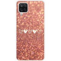 Samsung Galaxy A12 5G Paillettes coeur bedrukt siliconen hoesje