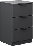 Vicco Fino Table de nuit – 37,6 x 61,8 cm avec 3 tiroirs Noir