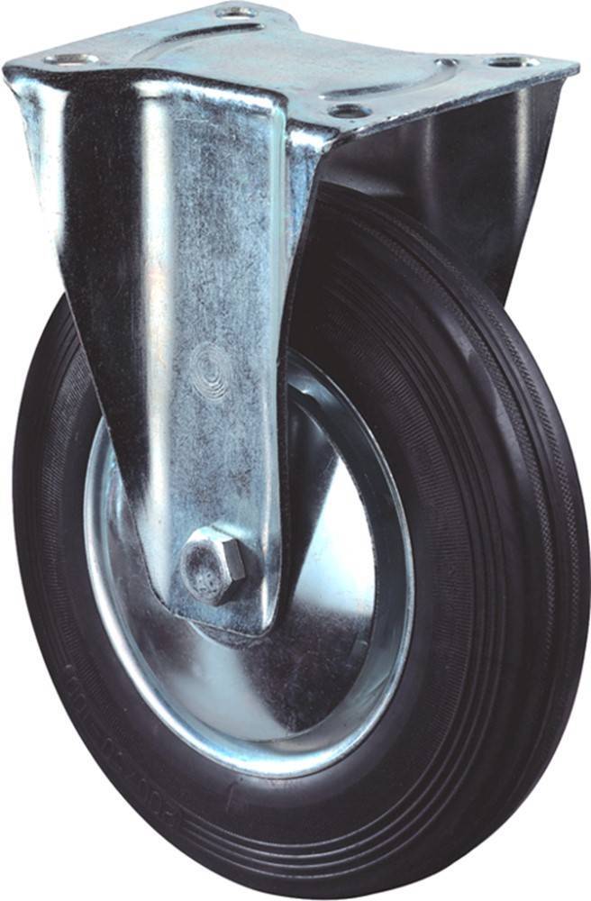 Kelfort Bokwiel, zwart rubber wiel met stalen velg en rollager, 50kg 80mm
