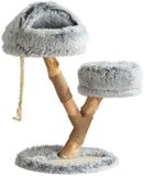 Fudajo Krabpaal met takdesign en kattenhol 80 cm - Crème Grijs