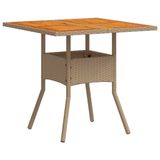 VidaXL Tuintafel 80x80x75 cm poly rattan en acaciahout beige