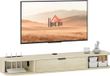 Homcom meuble TV - Panneau de particules - 120x24x16cm - Bois naturel