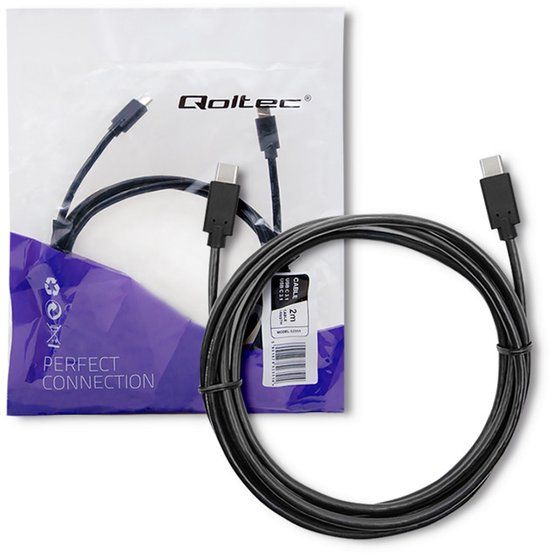 Qoltec USB 3.1 Type-C Kabel - 2m - Zwart