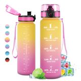 Sportfles, KollyKolla Sportfles, 1 liter, sportfles, lekvrij, waterfles met filter, voor kinderen, meisjes, sport, school