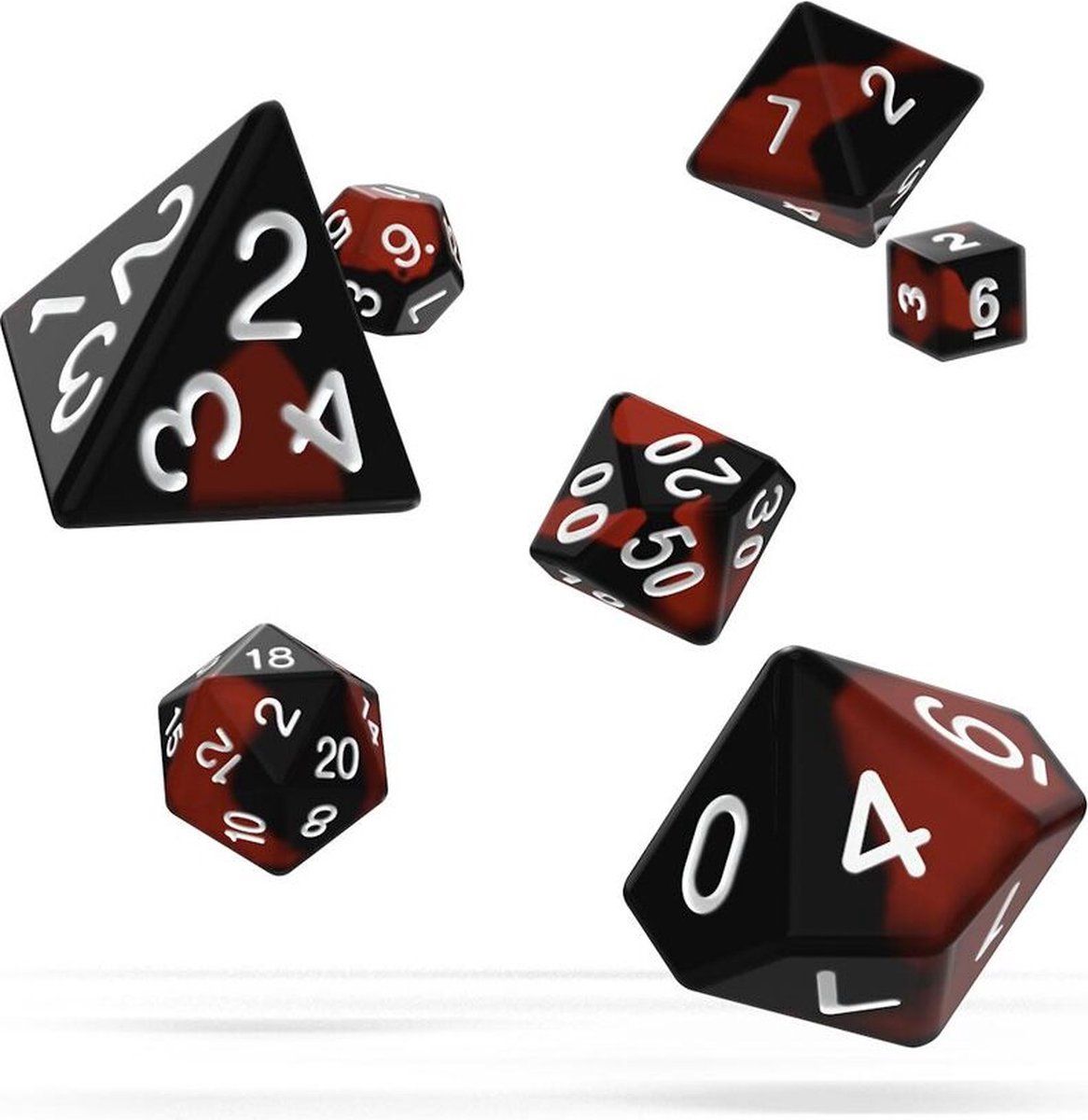 Oakie Doakie Dice RPG Set Glow in the Dark - Lava (7) - Red - Plastic