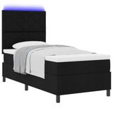 vidaXL Boxspring bed met LED-stripverlichting Zwart 100 x 200 cm Stof