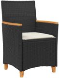 vidaXL 9-delige tuineetkamerset met zwarte polyrattan tafel en stoelen