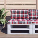 vidaXL Palletkussens 2 stuks stof ruitpatroon rood