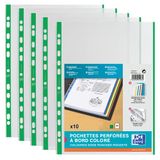 Elba Documentenmapjes DIN A4 Open Top Green Edge Transparant Pak à 10