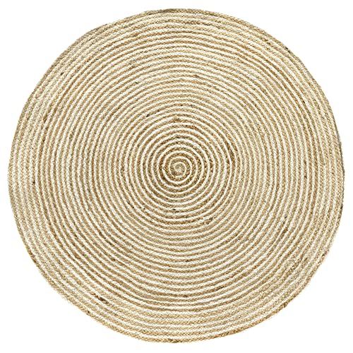 HAMID - Bagdad Jute Rug - Round - Hand Woven - Natural Jute Fiber - 120x120cm