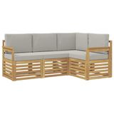 vidaXL - Buiten - bank - set - 4 - st - Wit - en - Lichtgrijs - Polyester