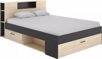 Vente-unique Bedframe hout antracietgrijs 140 x 190 cm