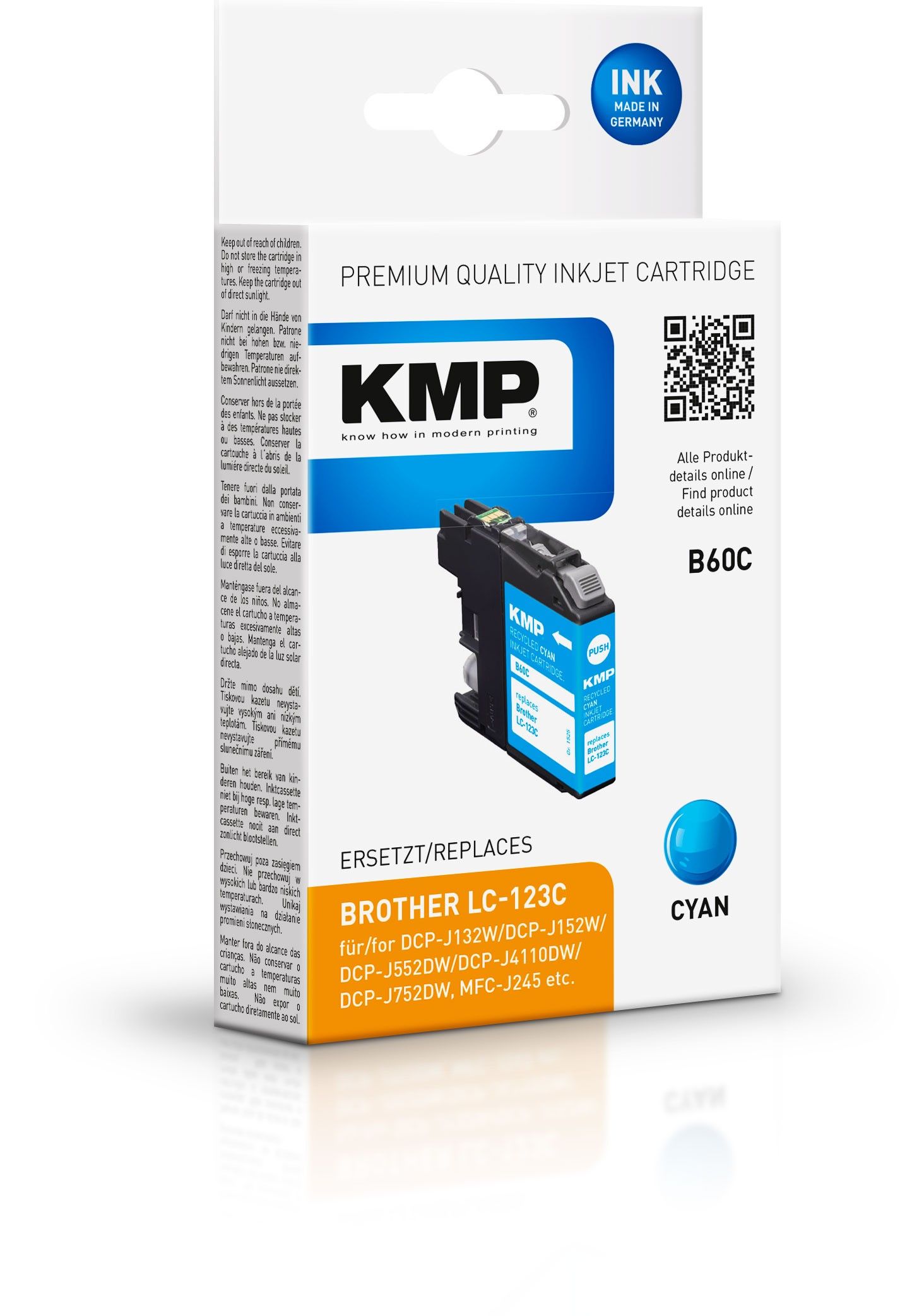 KMP B60C - Cyaan - 600 pagina's - Compatibel met Brother LC123C