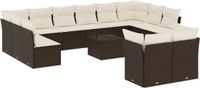 vidaXL 13-delige Loungeset met kussens, polyrattan, bruin