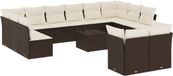 vidaXL Loungeset met kussens, polyrattan, bruin