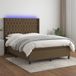 Maison Exclusive - Lit boxspring avec matelas et éclairage LED, brun foncé, 140x190 cm, rembourré