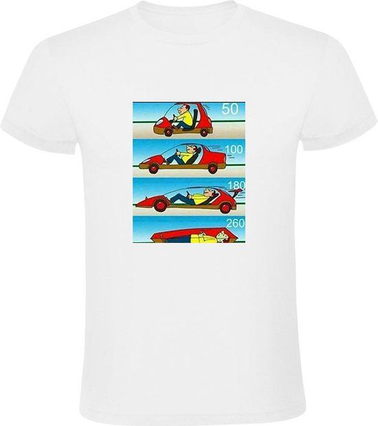 Sol's Grappig Heren T-shirt - auto - hard rijden - doodskist - Wit - Katoen - Maat S