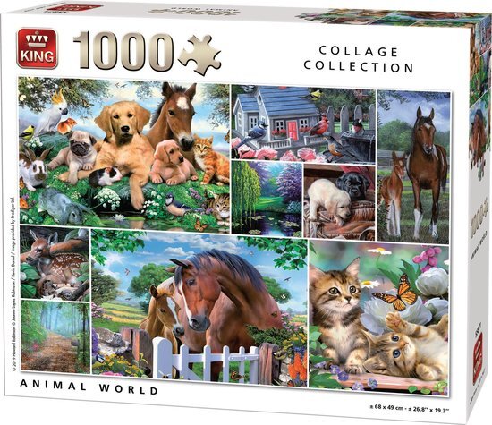 King Puzzel 1000 Stukjes - Animal World - Dieren Collage