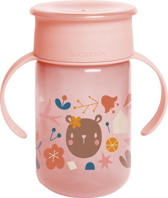 Suavinex Forest Roze 360° Antilekbeker met Handvatten - Roze