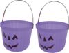 Merkloos / Sans marque Fiestas Guirca Trick or treat snoep emmertje - 2x - pompoen - paars - D20 cm - Halloween snoep ophalen