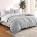 Housse de couette ensemble de literie - 240 x 220 cm - Avec 2 taies d'oreiller 50 x 70 cm - Gris clair et blanc