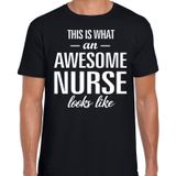 Bellatio Decorations Awesome Nurse - geweldige verpleeger cadeau t-shirt zwart heren - beroepen shirts / verjaardag cadeau XL
