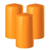 Enlightening Candles Bougie cylindrique/bougie pilier - 3x - orange - D6 x H8 cm - 27 heures de combustion - Bougies épaisses - Pour chandelier ou plateau