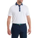 FootJoy Polo piqué à finition géométrique, blanc/bleu marine