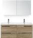 BES LED Seville Badmeubelset 120 cm - 4 Laden Natuur Eiken - Keramische Wastafel Wit Enjoy met Spiegelkast
