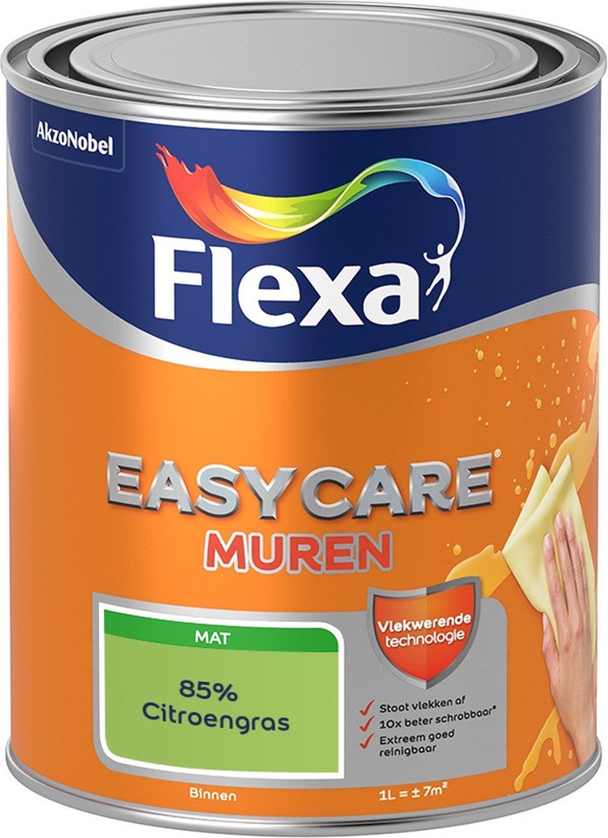 FLEXA Easycare Muurverf - Mat - 85% Citroengras - 1 liter