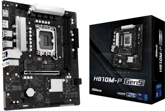 Asrock H810M-P GEN5 - Moederbord - DDR4 - Socket LGA 1851 - Micro-ATX