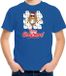 Bellatio Decorations Shoppartners Bv Kerst t-shirt met hamsterende kat Merry Christmas blauw voor kinderen 104/110