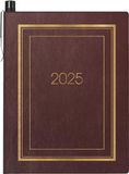 BRUNNEN Zakagenda model 713 (2025), 2 pagina's = 1 week, A7, 160 pagina's, softcover met siergouden rand, bordeaux
