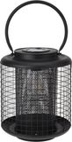 Excellent Houseware Zwarte ronde solar LED lantaarn 22 cm - Tuinverlichting - Zwart