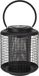 Excellent Houseware Zwarte ronde solar LED lantaarn 22 cm - Tuinverlichting - Zwart