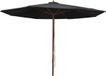 vidaXL Parasol met houten paal 350 cm zwart