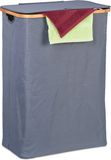 Merkloos / Sans marque Relaxdays wasbox met deksel - 105 l - bamboe - polyester - opvouwbaar - badkamer