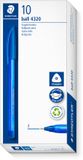 STAEDTLER 4320 Driekantige balpen - Blauw - Fijn - Doos met 10 stuks