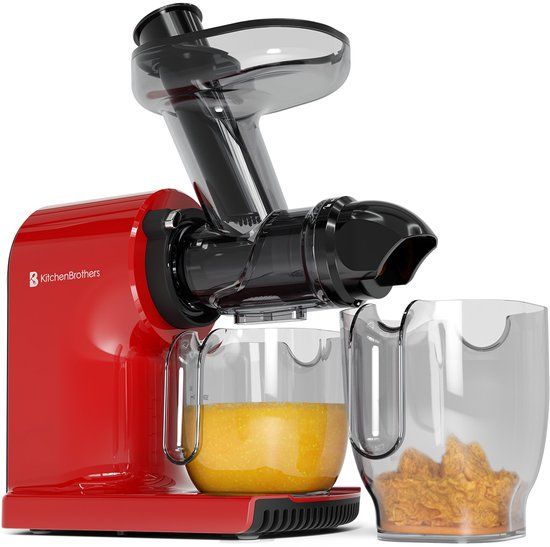 KitchenBrothers Slowjuicer - Sapcentrifuge - Compact - Juicer - Groenten en Fruitpers - 45 mm - 500 ml - Rood