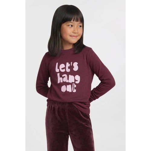 Anytime longsleeve met printopdruk bordeauxrood