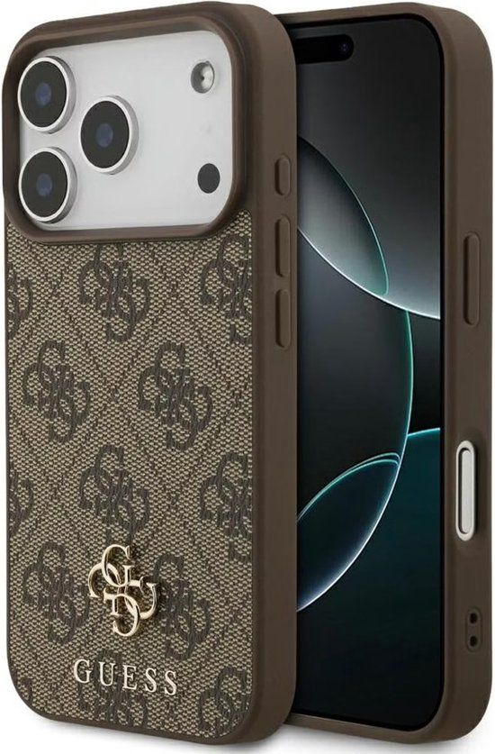 Guess 4G Metal Logo Backcover MagSafe voor de Apple iPhone 17 Pro - Bruin