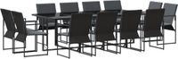 vidaXL Eettafel Set Zwart Staal 13-delig