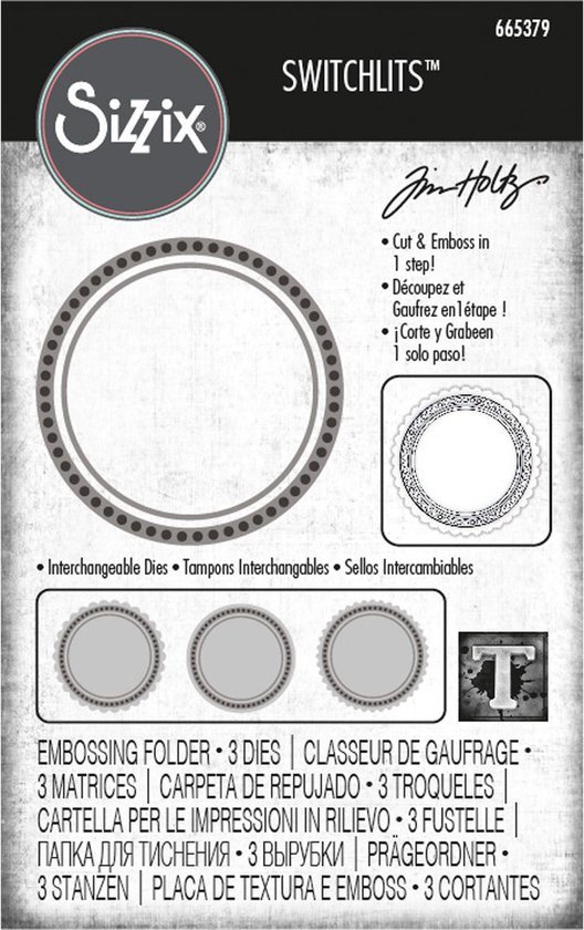 Sizzix Switchlits Embossing Folder-Seal door Tim Holtz, 665379, Veelkleurig, One Size