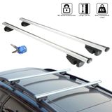 Système de barres de toit universel - Rails de toit en aluminium - 118 cm de large - Capacité de charge 90 kg - Barres transversales réglables avec serrure - Convient aux SUV et berlines - Argenté