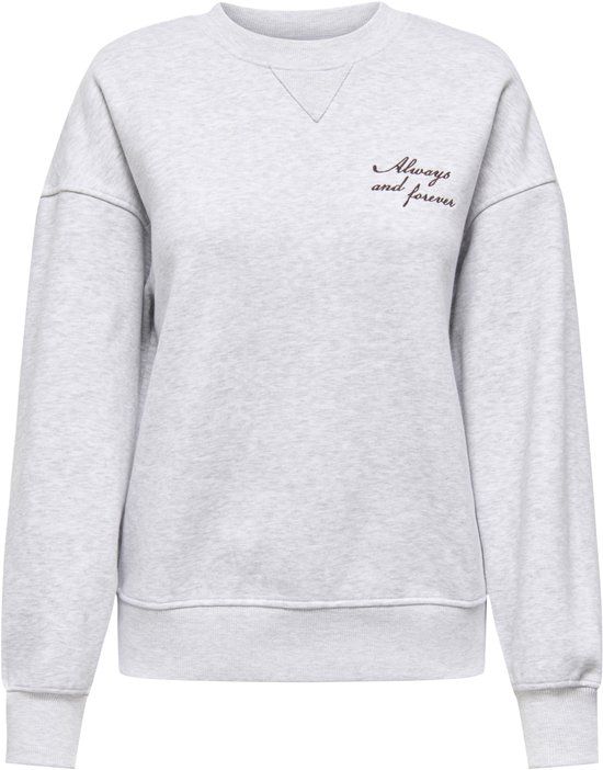 Only Trui Onlsofia L/s Word O-neck Swt 15329876 Light Grey Melange/full Of Love Dames Maat - M