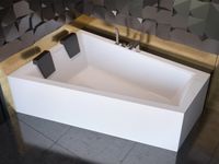 Badland INTIMA hoekbad 170 x 125 cm links wit met styropor ombouw met hoofdsteun met zwart zijpaneel